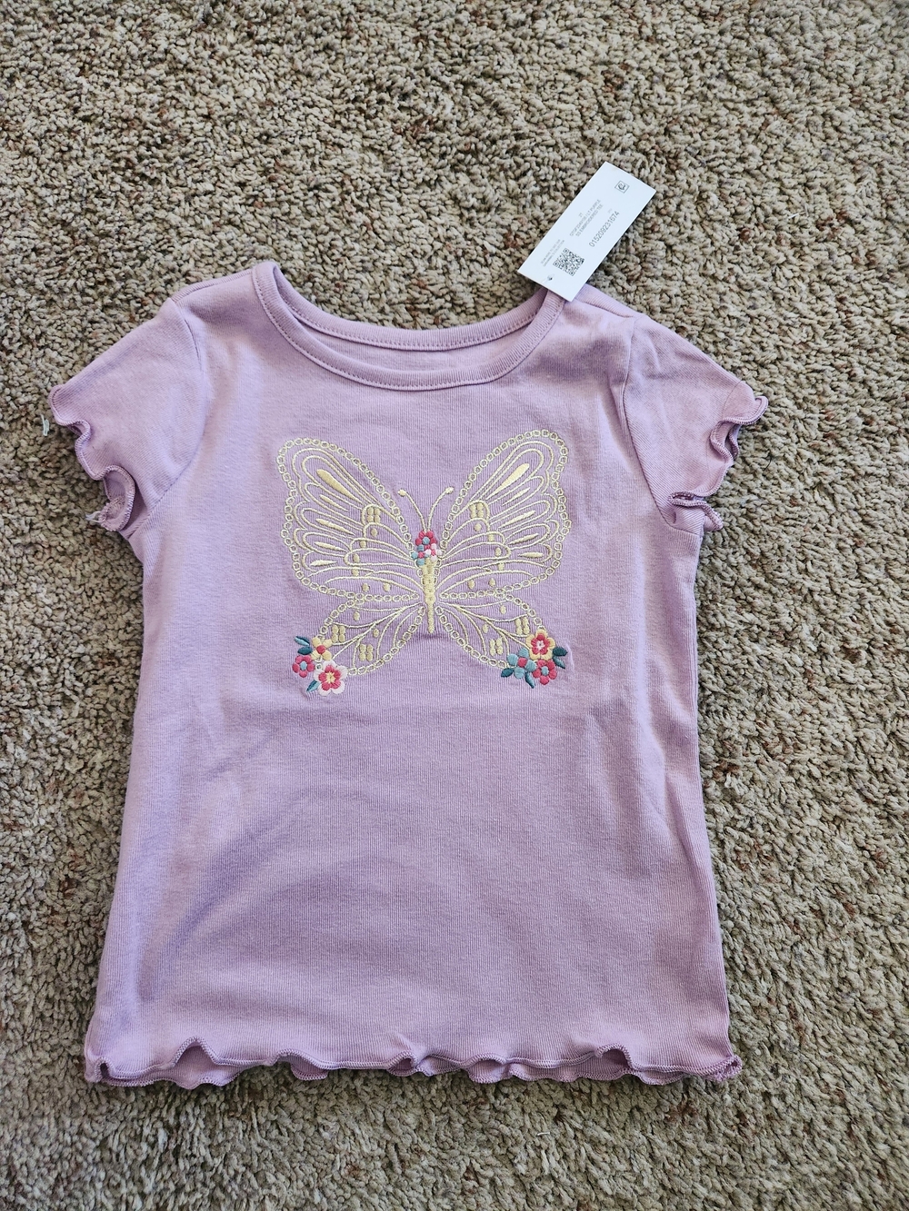 Garanimals Lavender Tee with Gold Butterfly Embroidery For Girls Size 2T